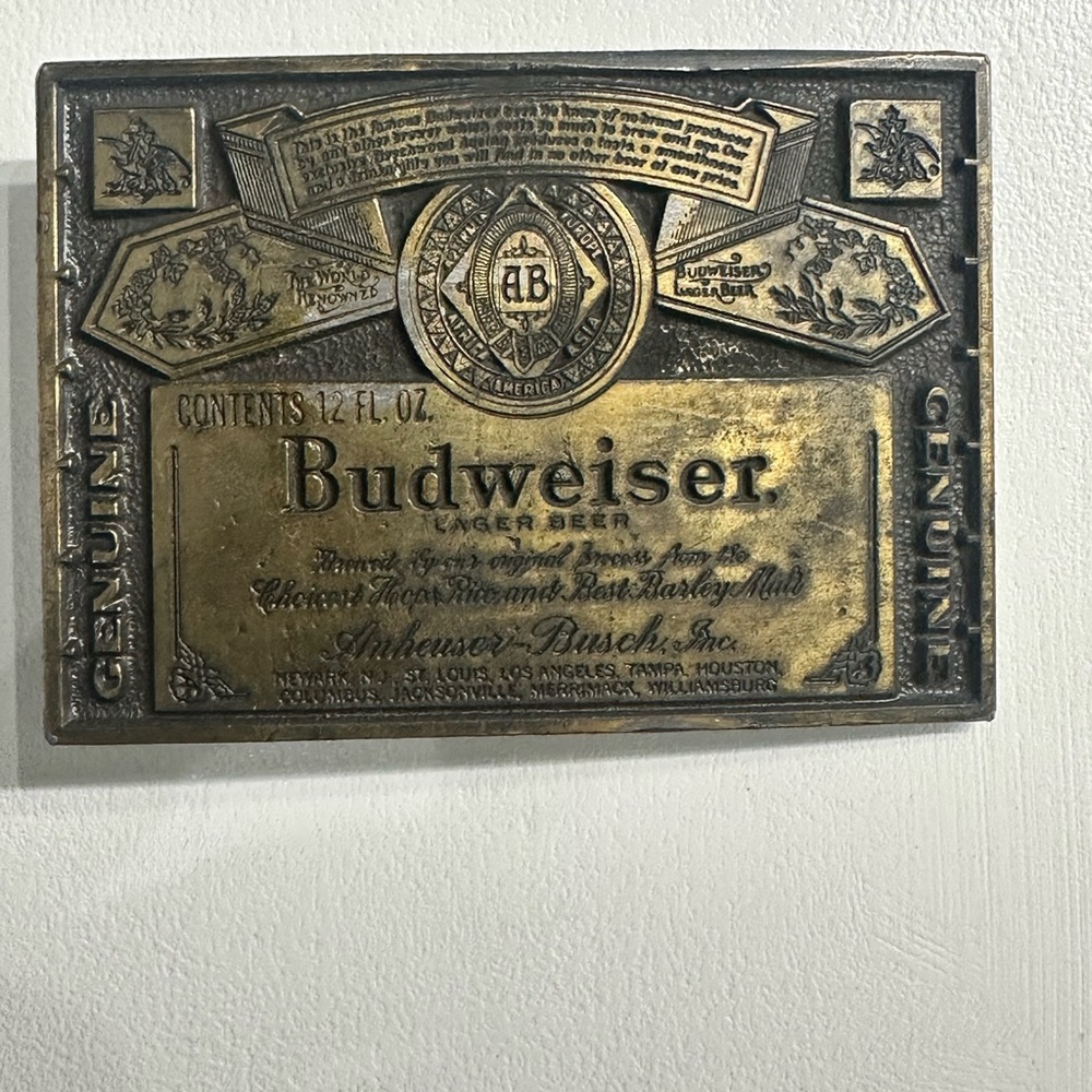 Budweiser Brass Belt Buckle